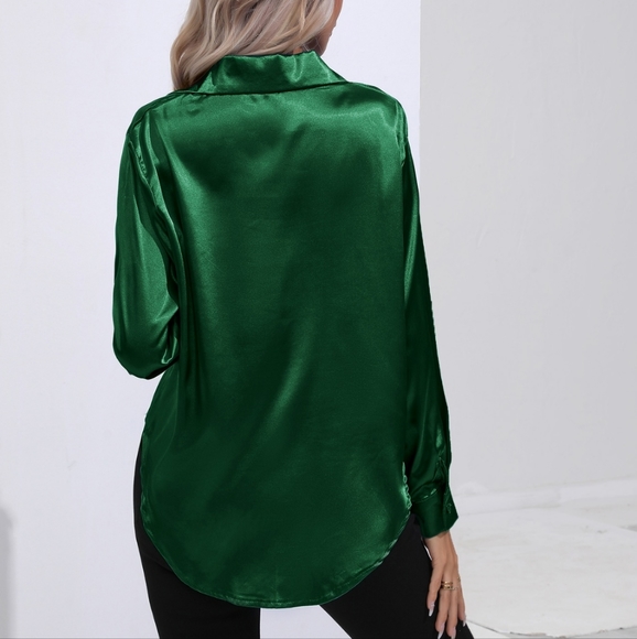 Green Collared Neck Buttoned Long Sleeve Shirt - Picture 4 of 12